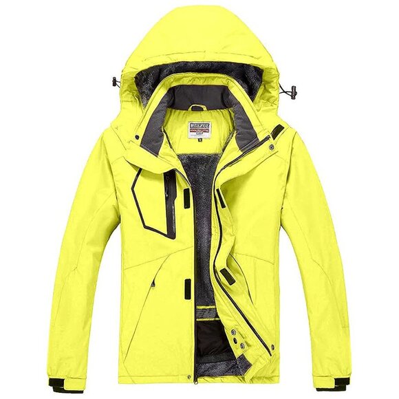 Men's Waterproof Ski Jacket Warm Winter Snow Coat Mountain Yellow - Picture 1 of 7